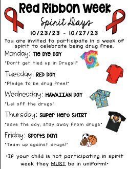 Red Ribbon Week - Spirit Days